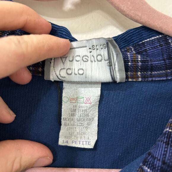 Carol Anderson Vtg Womens Sz 14 Petite Blue Long Slve Corduory Maxi Dress Granny - Picture 5 of 6